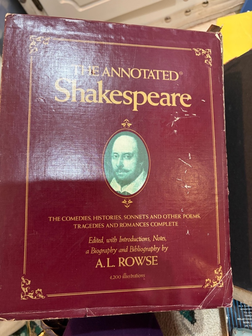 Source Unknown Burgundy/Gold The Annotated Shakespeare buyer pays extra shipping